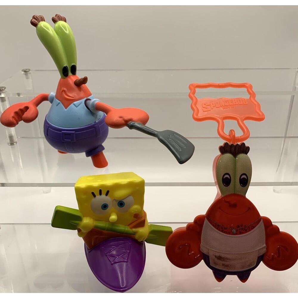 SpongeBob SquarePants McDonalds Wendys Plastic Figurines Vintage Lot Of 3
